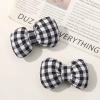 Retro style fabric cotton-padded checkered three-dimensional bow accessories, DIY headwear, hair accessories, hair clips, women's materials wholesale Specification image